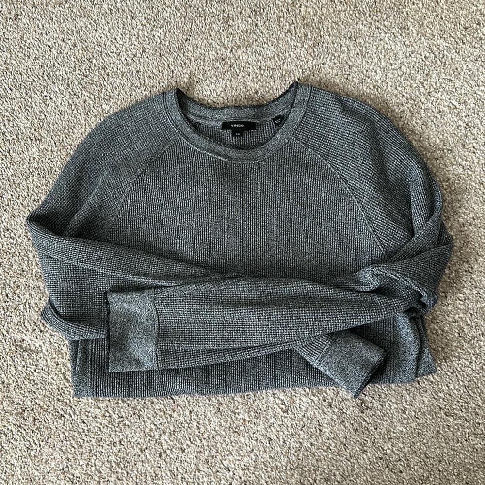 Men’s Vince waffled crew neck sweater